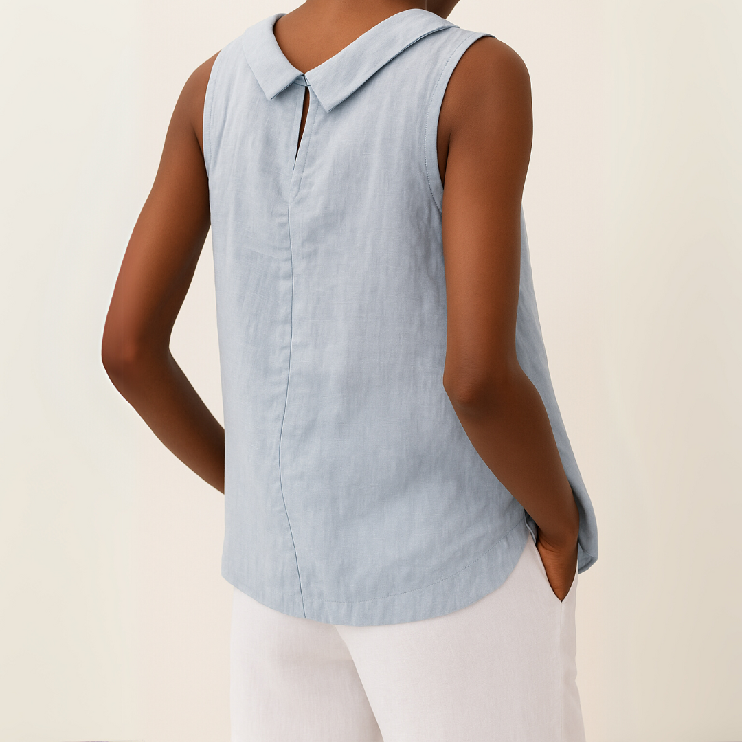 Women's Sleeveless Roll Collar Top with Relaxed Fit 4