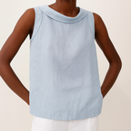 Women's Sleeveless Roll Collar Top with Relaxed Fit 5
