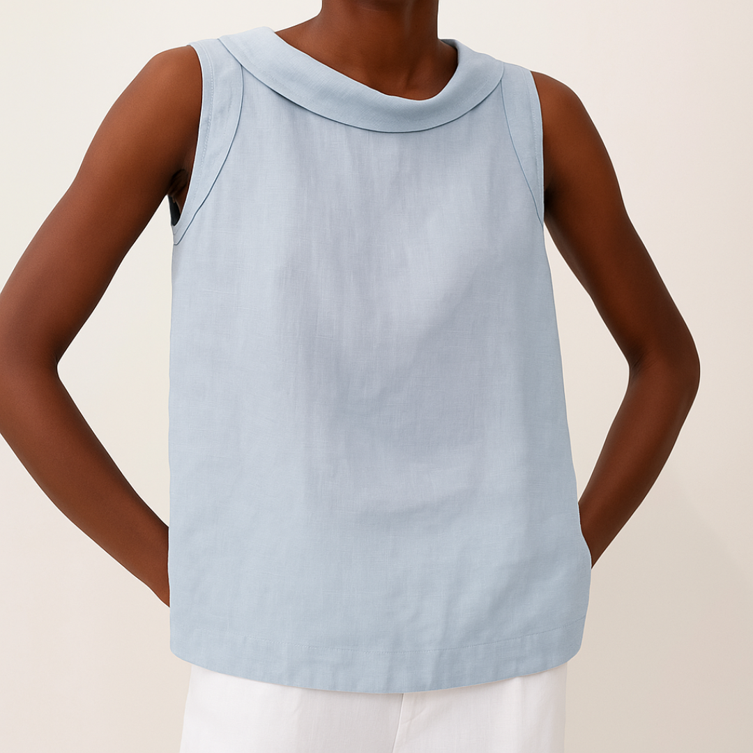 Women's Sleeveless Roll Collar Top with Relaxed Fit 5