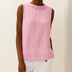 Women's Sleeveless Roll Collar Top with Relaxed Fit 7