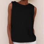 Women's Sleeveless Roll Collar Top with Relaxed Fit 8