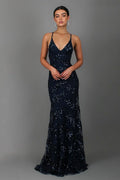 Women's Sleeveless Sequin Maxi Dress with V-Neck and Open Back 1