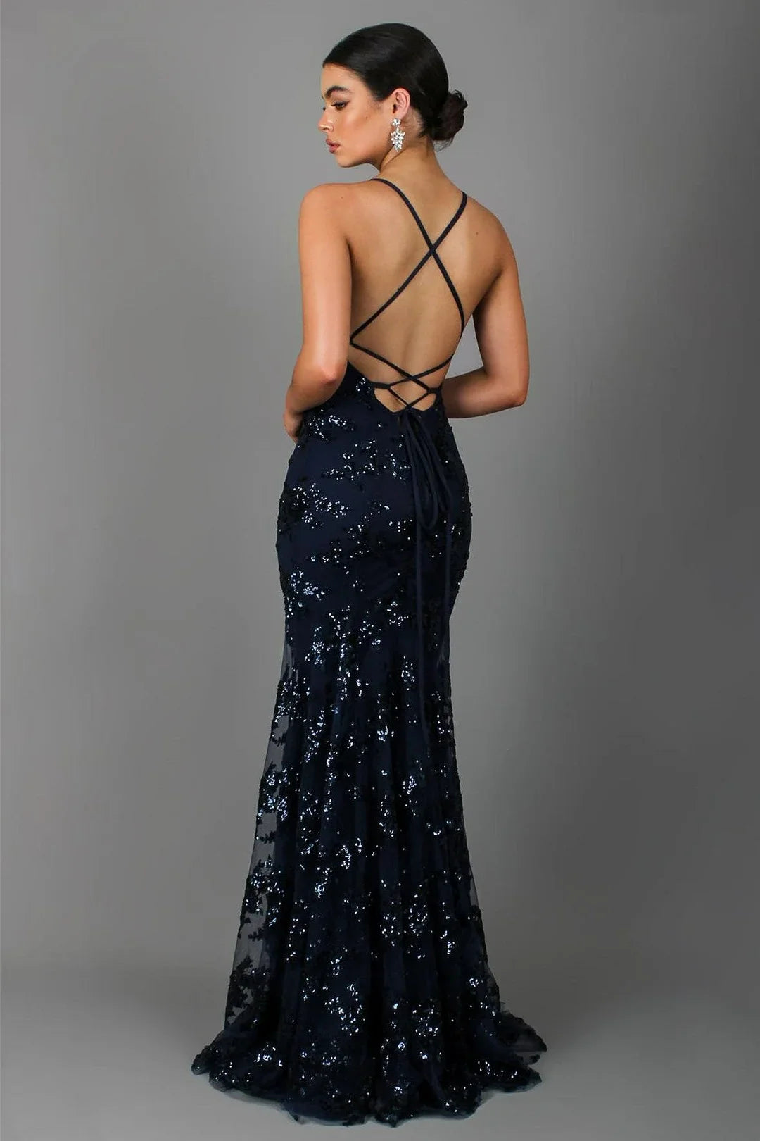 Women's Sleeveless Sequin Maxi Dress with V-Neck and Open Back 2