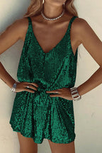 Women's Sleeveless Sequin Mini Dress with Round Neckline 12