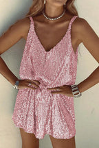Women's Sleeveless Sequin Mini Dress with Round Neckline 17