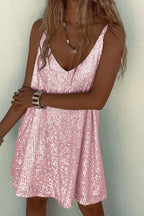 Women's Sleeveless Sequin Mini Dress with Round Neckline 18