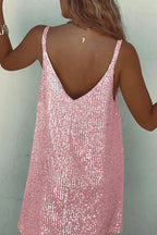 Women's Sleeveless Sequin Mini Dress with Round Neckline 19