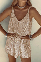 Women's Sleeveless Sequin Mini Dress with Round Neckline 2