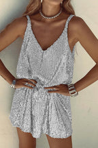 Women's Sleeveless Sequin Mini Dress with Round Neckline 4