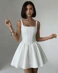 Women's Sleeveless Structured Corset Mini Dress with Square Neckline 2