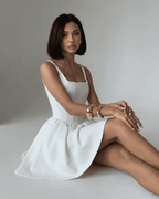 Women's Sleeveless Structured Corset Mini Dress with Square Neckline 5