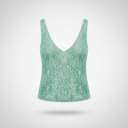 Women's Sleeveless V-Neck Sequin Top Hip Length 1