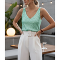 Women's Sleeveless V-Neck Sequin Top Hip Length 2