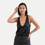 Women's Sleeveless V-Neck Tank Top with Satin Finish 4