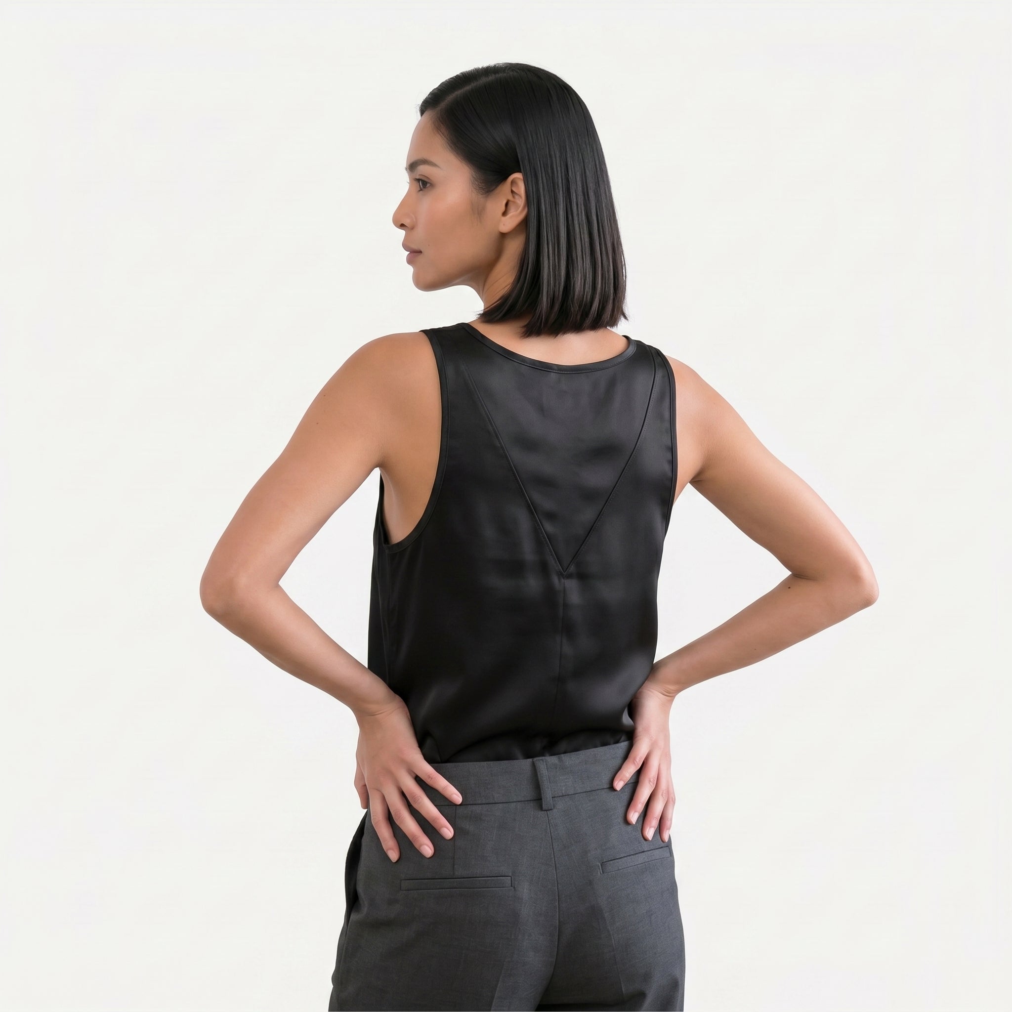 Women's Sleeveless V-Neck Tank Top with Satin Finish 5