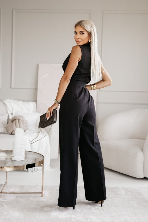 Women's Sleeveless V-Neck Wrap Jumpsuit with Adjustable Belt 2