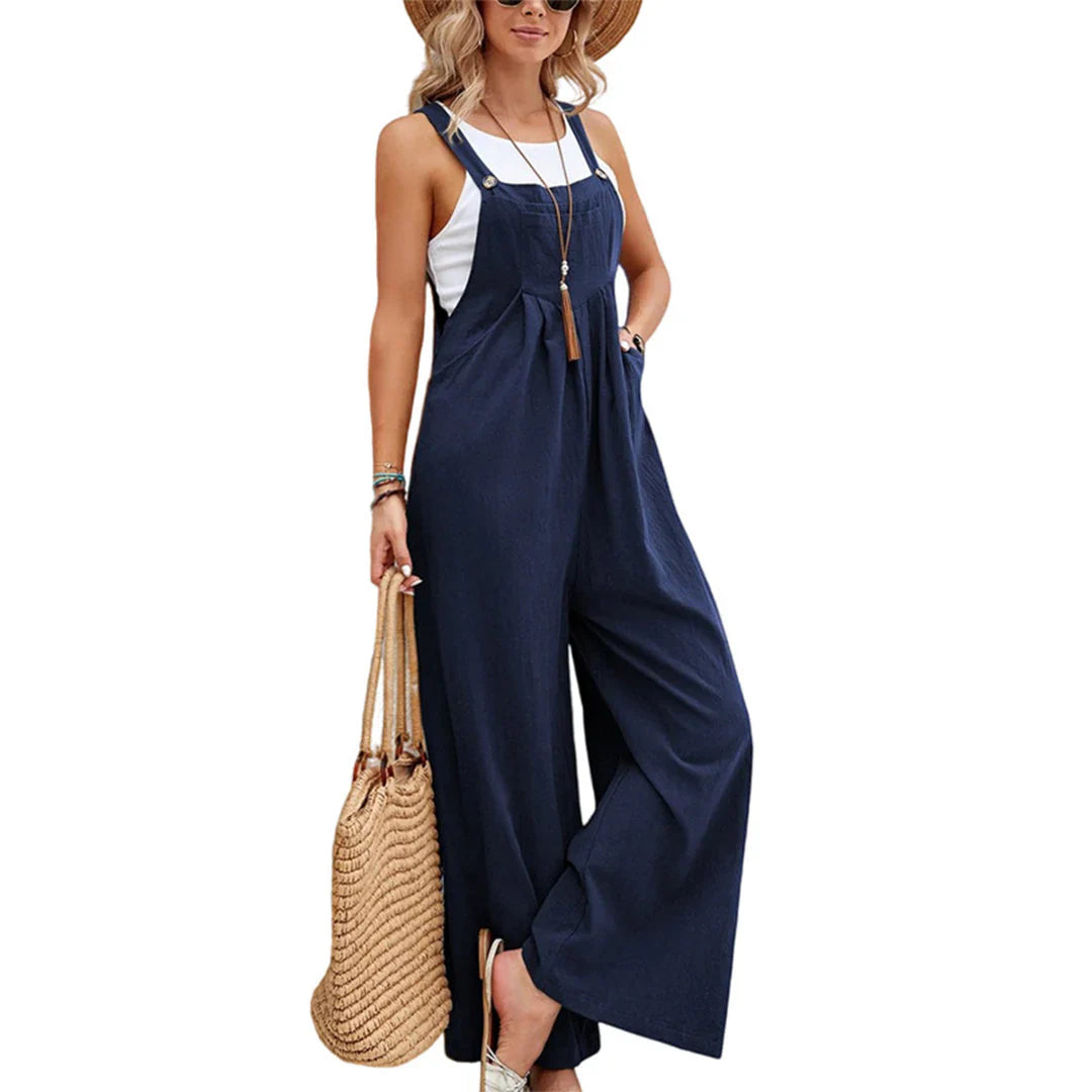 Women's Sleeveless Wide-Leg Jumpsuit with Adjustable Straps 1