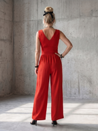 Women's Sleeveless Wide-Leg Jumpsuit with Deep V-Neck 4