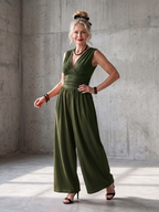 Women's Sleeveless Wide-Leg Jumpsuit with Deep V-Neck 5