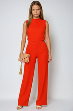 Women's Sleeveless Wide-Leg Jumpsuit with Mock Neckline 2