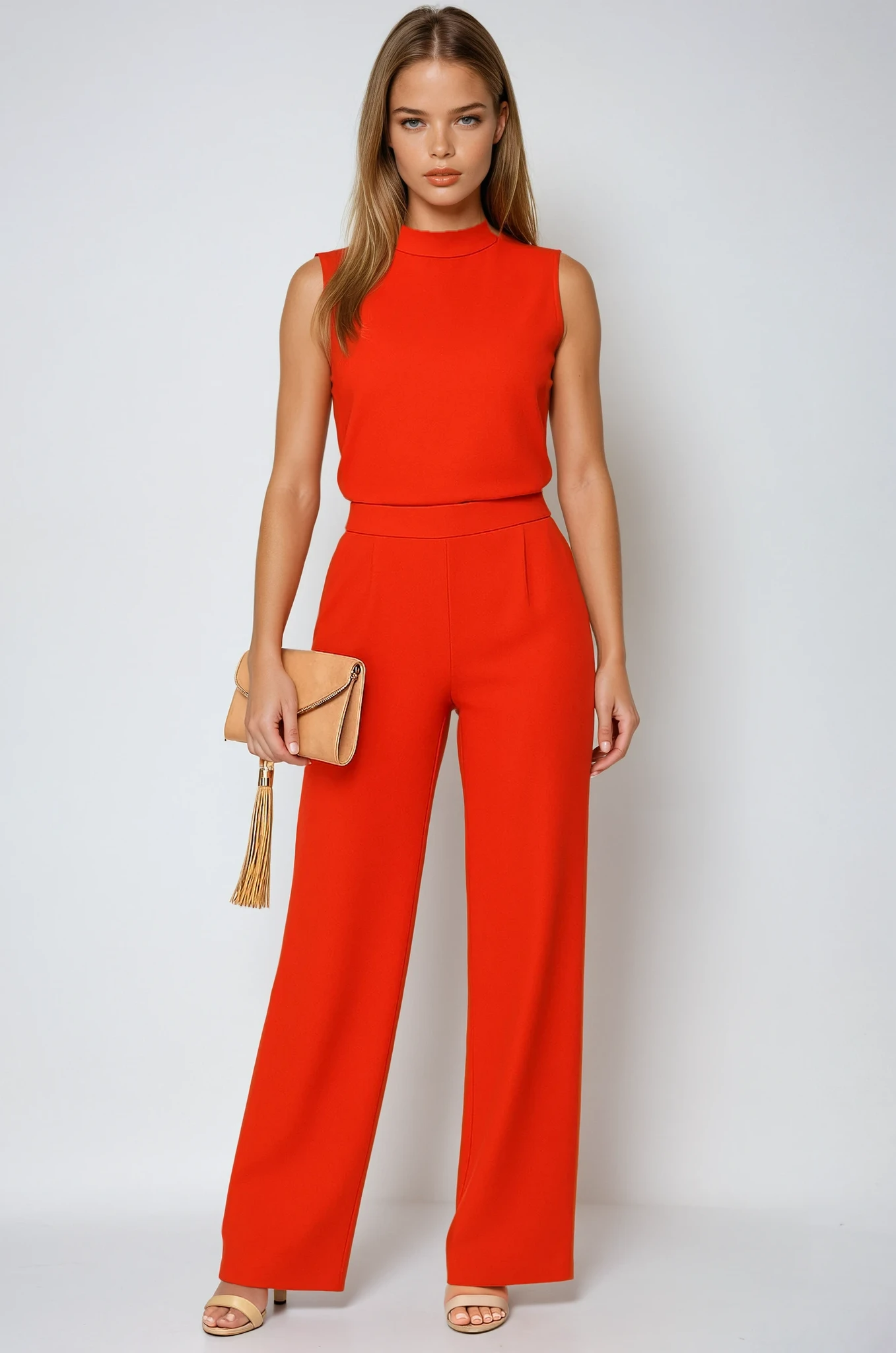 Women's Sleeveless Wide-Leg Jumpsuit with Mock Neckline 2