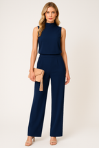 Women's Sleeveless Wide-Leg Jumpsuit with Mock Neckline 3