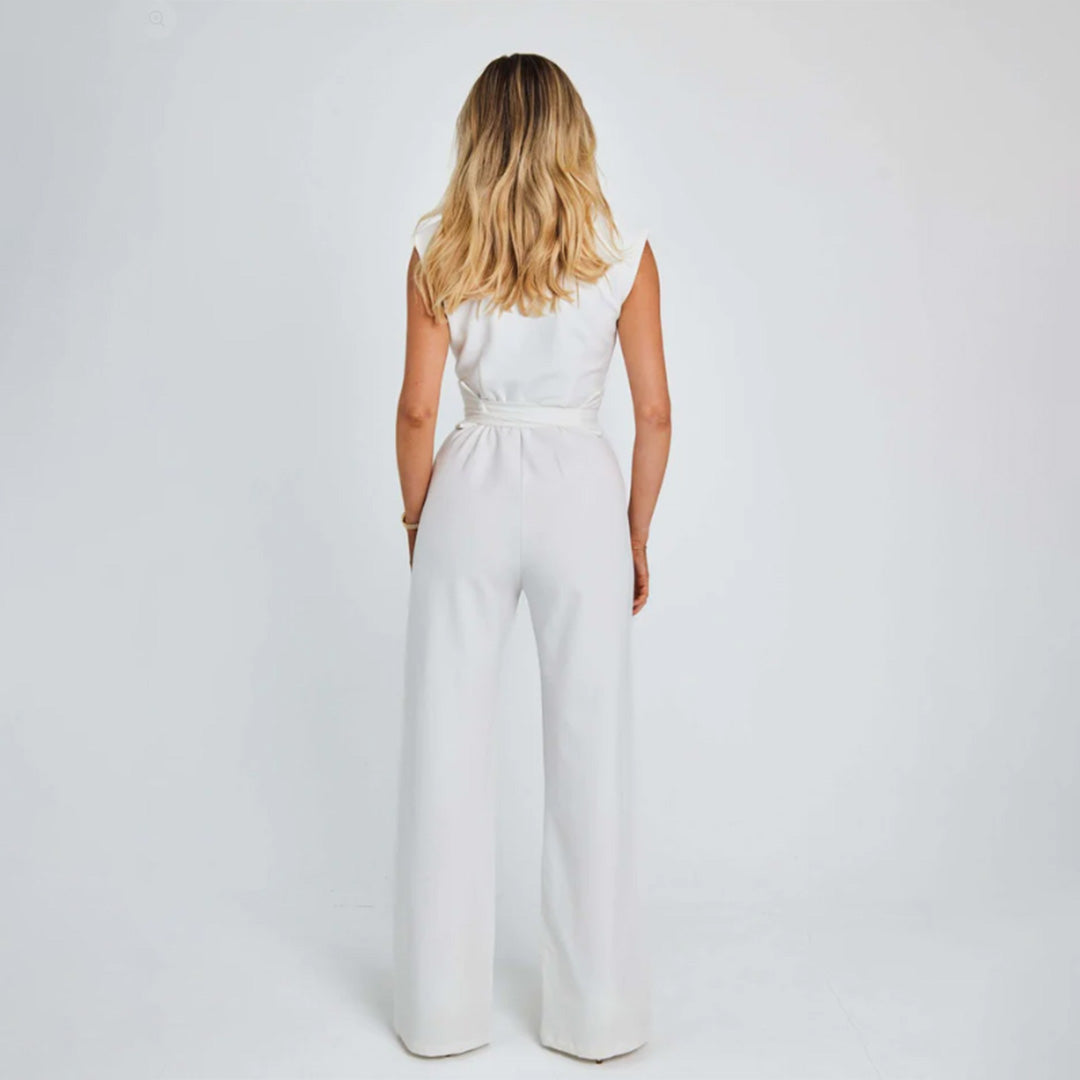 Women's Sleeveless Wrap Jumpsuit with Waist Tie 2