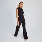 Women's Sleeveless Wrap Jumpsuit with Waist Tie 9