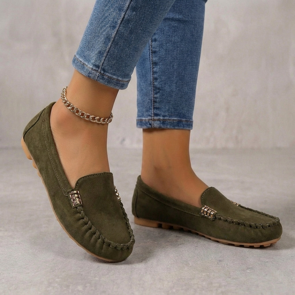 Women's Slip-On Driving Moccasins with Metallic Trim 6