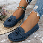Women's Slip-On Flat Loafers with Bow Detail and Moccasin Stitching 1