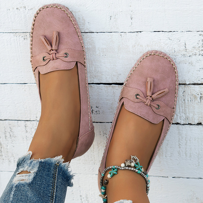 Women's Slip-On Flat Loafers with Bow Detail and Moccasin Stitching 13