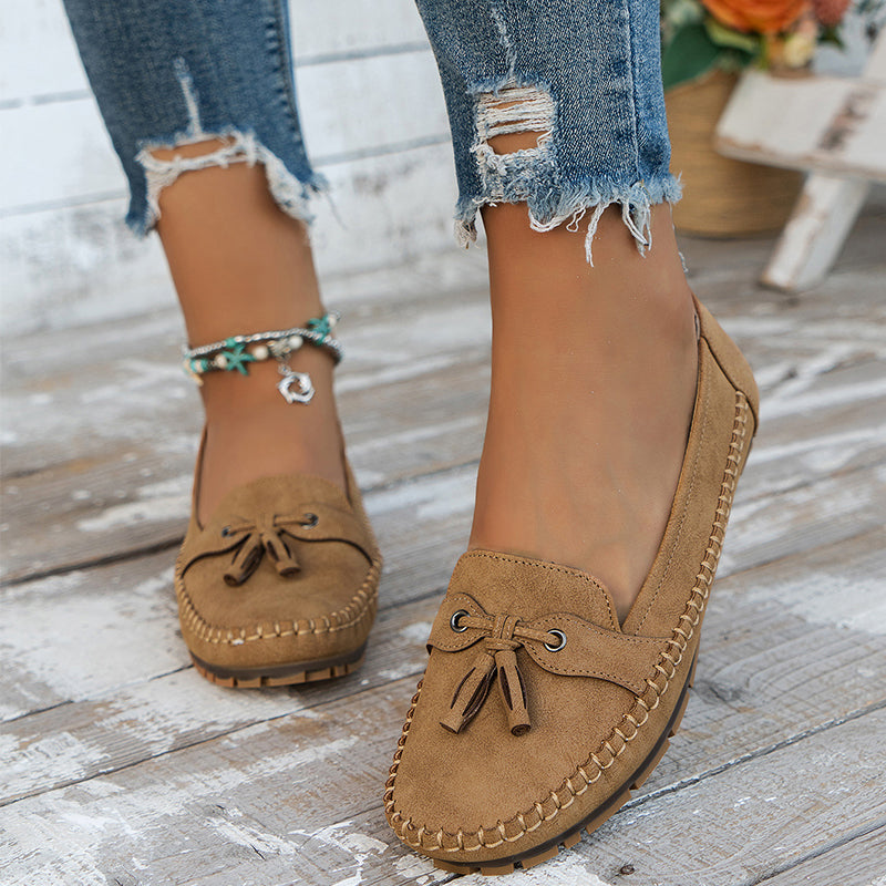 Women's Slip-On Flat Loafers with Bow Detail and Moccasin Stitching 14