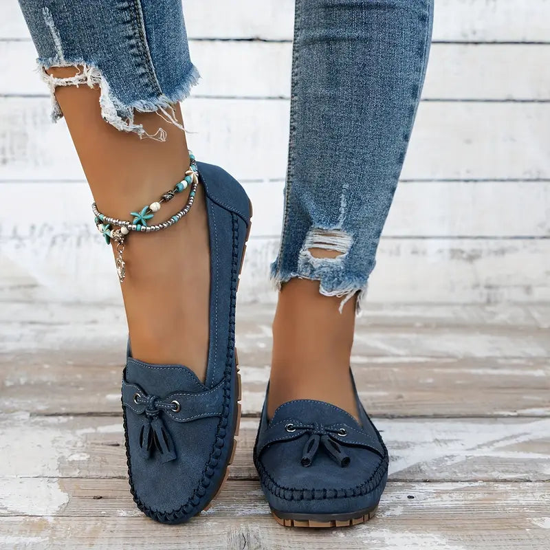 Women's Slip-On Flat Loafers with Bow Detail and Moccasin Stitching 3