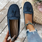 Women's Slip-On Flat Loafers with Bow Detail and Moccasin Stitching 4