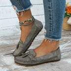 Women's Slip-On Flat Loafers with Bow Detail and Moccasin Stitching 8