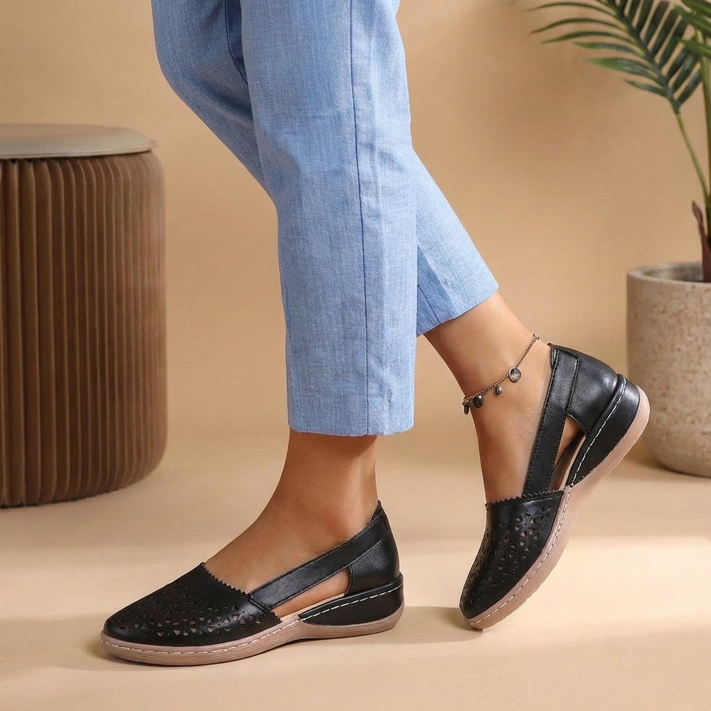 Women's Slip-On Loafers with Cut-Out Perforations 1