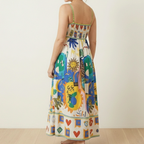 Women's Square Neck Midi Dress with Abstract Print 4