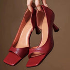 Women's Square Toe Block Heel Pumps with Cushioned Insole 6