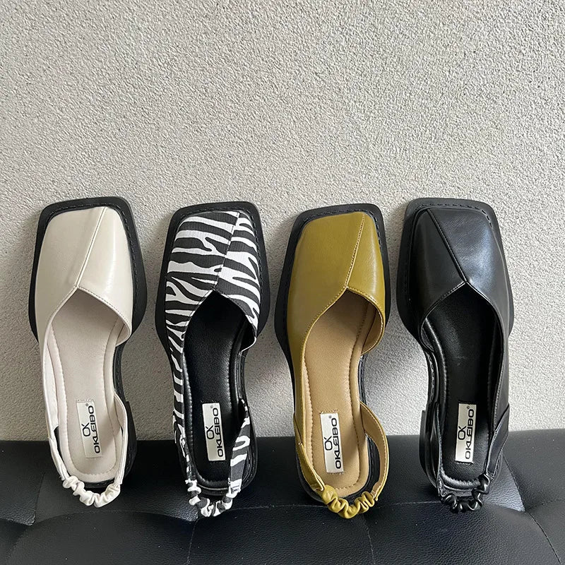 Women's Square Toe Slingback Sandals with Adjustable Strap 2