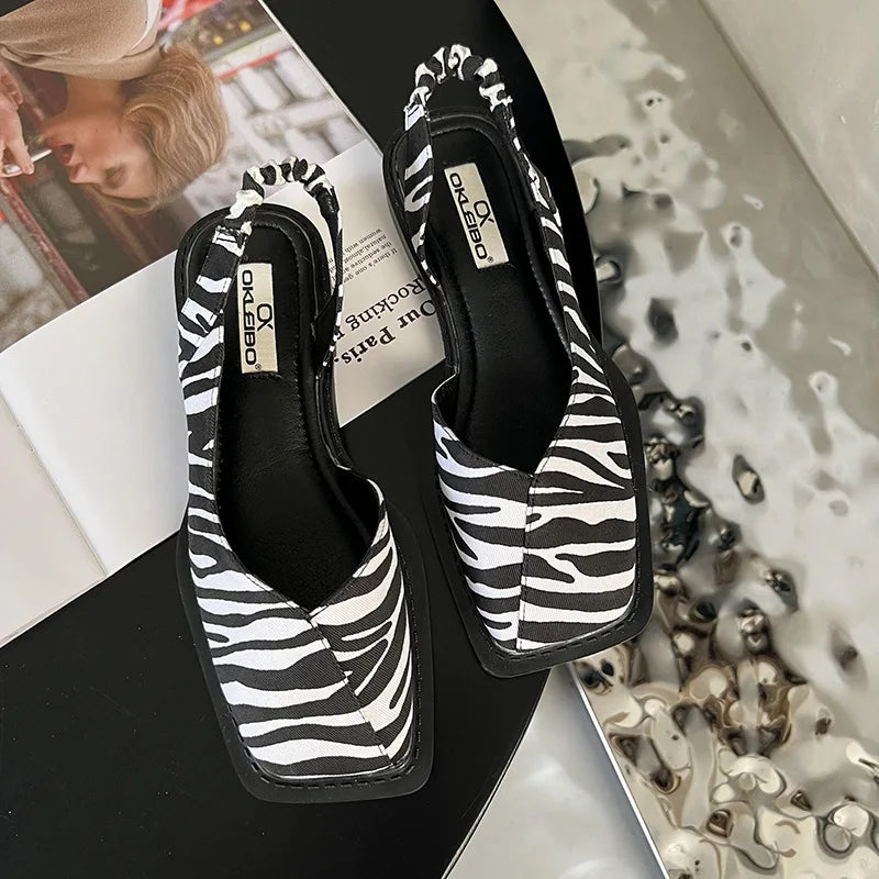 Women's Square Toe Slingback Sandals with Adjustable Strap 5