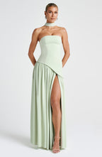 Women's Strapless Maxi Dress with Front Slit 10