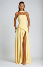 Women's Strapless Maxi Dress with Front Slit 2