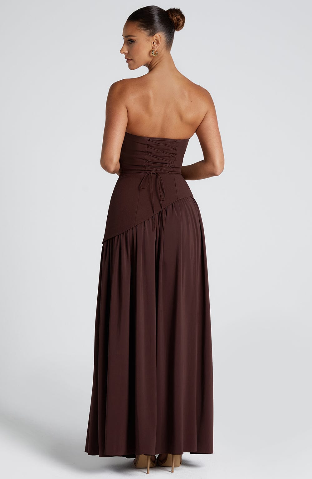 Women's Strapless Maxi Dress with Front Slit 9