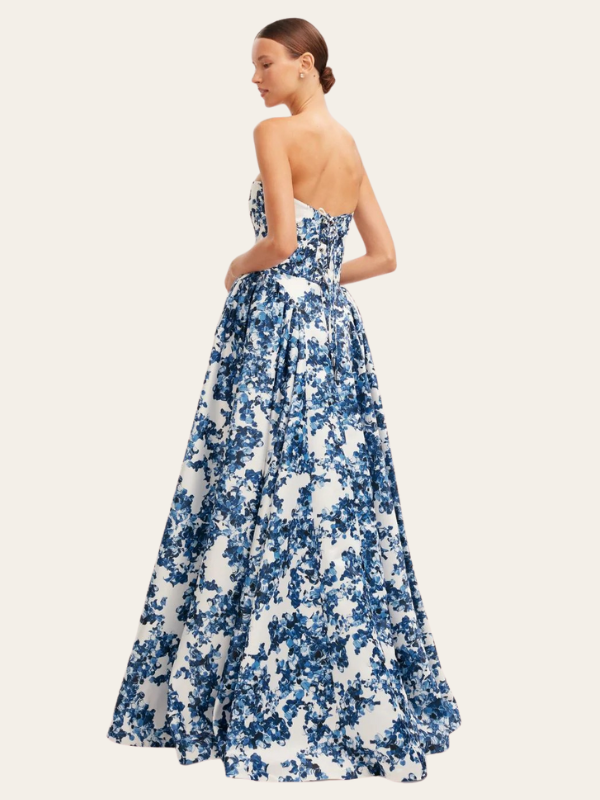 Women's Strapless Maxi Dress with Straight Neckline 2