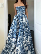 Women's Strapless Maxi Dress with Straight Neckline 4