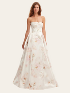 Women's Strapless Maxi Dress with Straight Neckline 7