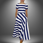 Women's Striped Maxi Dress with Side Pockets 2