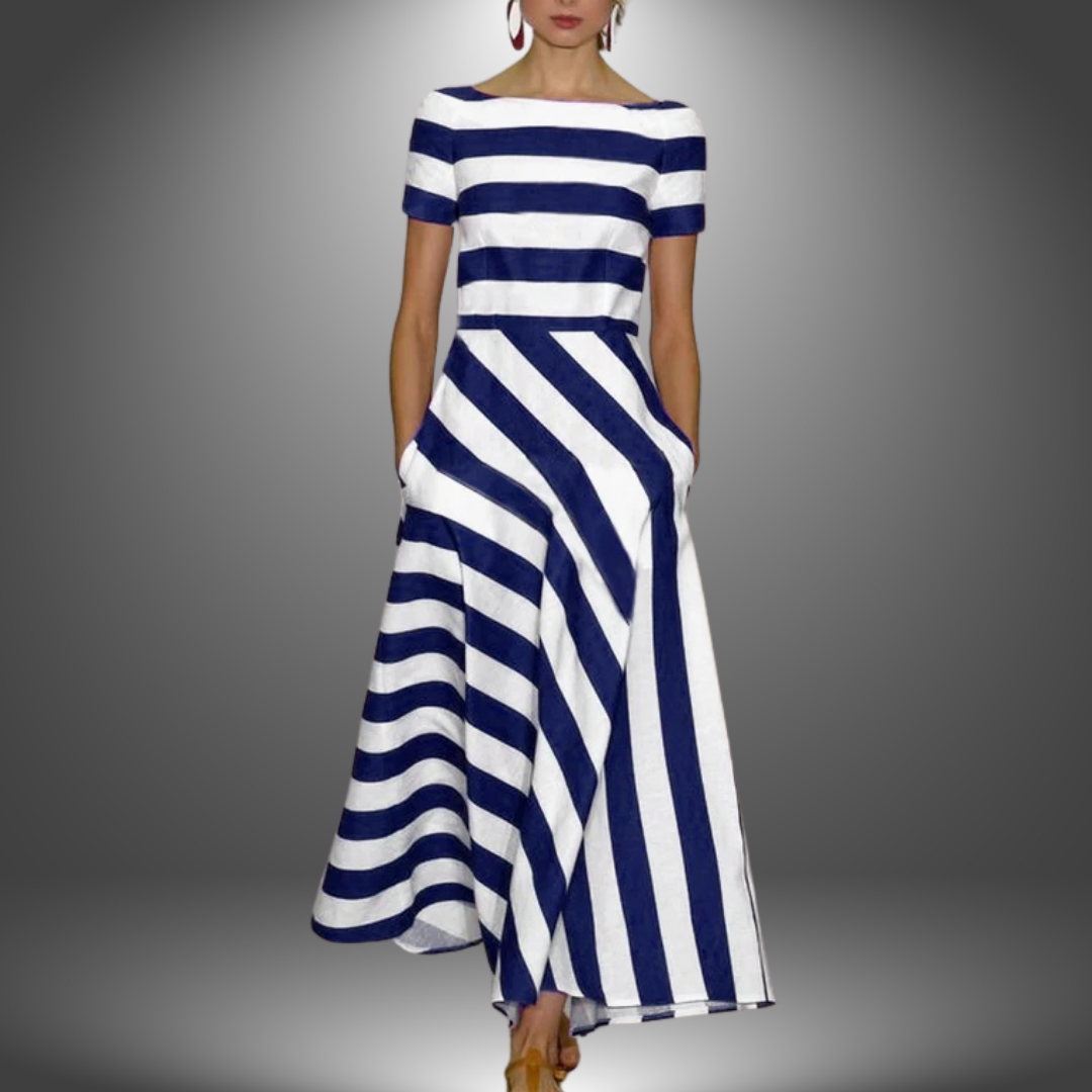 Women's Striped Maxi Dress with Side Pockets 2