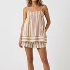 Women's Striped Smocked Cami and Relaxed Shorts 2-Piece Set 4