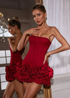 Women's Structured Corset Mini Dress with Voluminous Skirt 4
